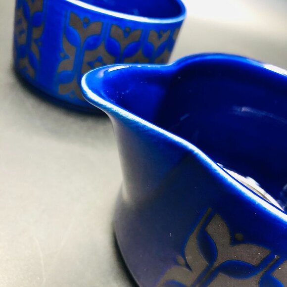 Vintage Hornsea Midnight Blue Heirloom Creamer Open Sugar Set Midcentury Kitchen - Picture 7 of 10